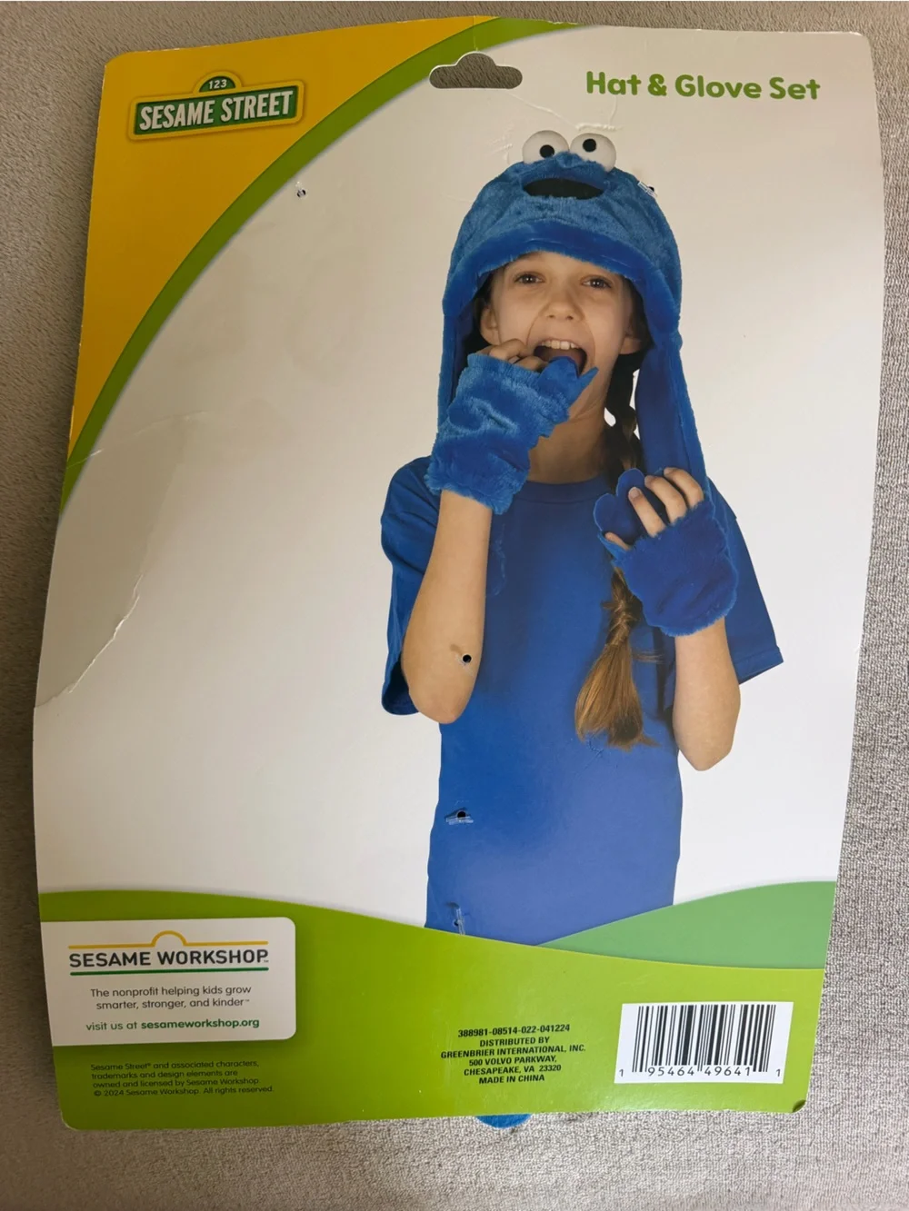 Sesame Street Cookie Monster Plush Blue Hat and Glove Set - 3 Piece Set